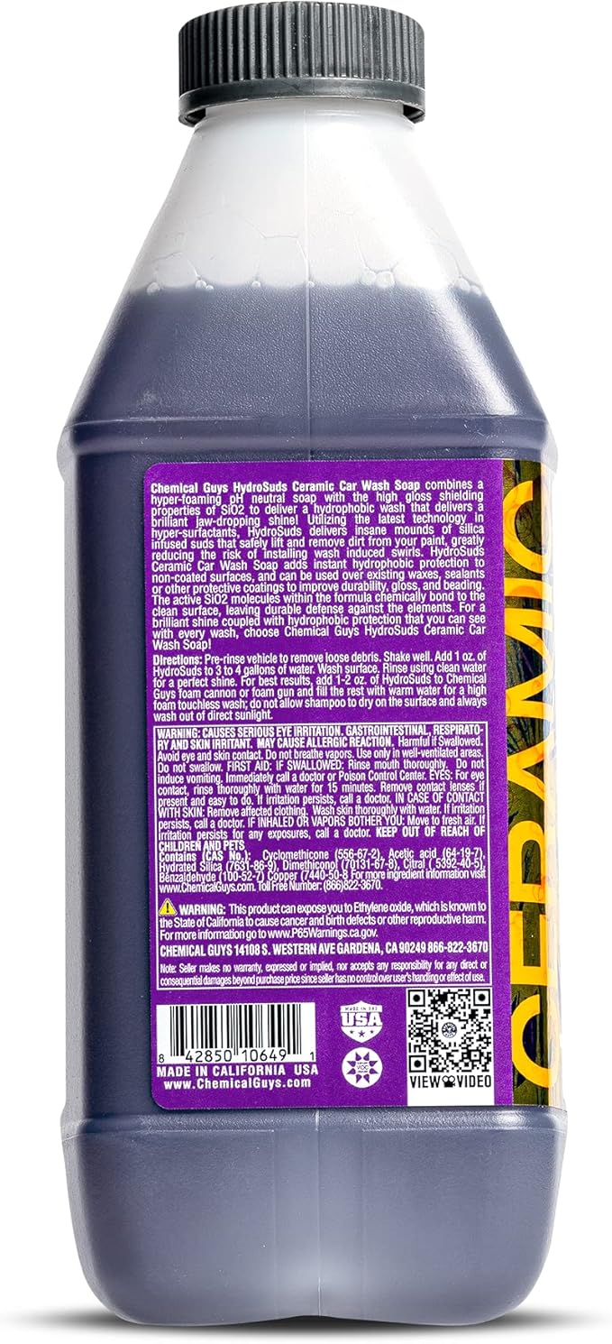 HydroSuds Ceramic Shine High Foaming Car Wash Soap - Foam Cannon Soap, Works with Foam Guns or Bucket Washes Safe for Cars, Trucks, Motorcycles, RVs, & More, Berry Scent - 64 fl oz