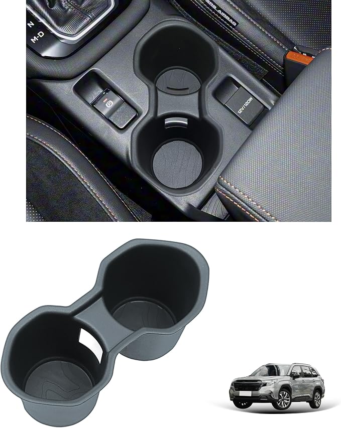 Cup Holder Insert for Forester 2026 2025 Accessories Center Console Cup Holder TPE Non-Slip Front Drink Stopper Organizer for 2025 Forester Interior Decoration Black