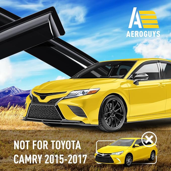 Extra Durable Window Deflectors Tape-On Window Visors Rain Guards Fit for Toyota Camry 2018-2024, Sun Visors, Wind Vent for Shades, Exterior Car Accessories - 4pcs. AG0735