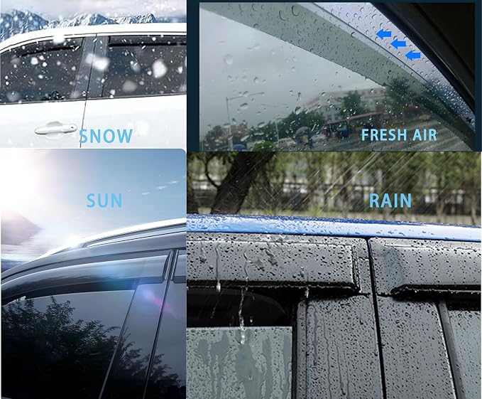 4PCS Tape-On Window Deflectors Rain Guards for 2023-2025 Honda CRV(CR-V) | Exterior Window Visors for CR-V 23-25,Tool-Free Installation,Noise Reduction,Shatterproof Sun Smoke Guard Vent Visors