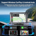 Portable Wireless Radio with Apple CarPlay and Android Auto Screen for Car, 7 Inch Anti-Glare Touchscreen Radio with Bluetooth Hands-Free/Navigation/Voice Control/AHD Backup Camera, for All Vehicles