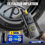Rechargeable Tire Inflator Portable Air Compressor for Car Tires, 150PSI Battery Powered Cordless Air Pump with Digital Pressure Gauge & Auto Shutoff for Bike Motorcycle E-Bike Ball