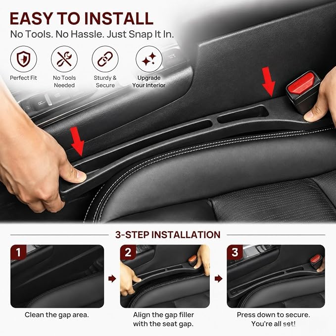 【Compatible with Subaru Outback】 Car Seat Gap Filler Organizer Compatible with Subaru Outback 1995-2025, Car Organizer Front Seat 2-in-1 Storage No-Drop Storage(2 Pack, Black)