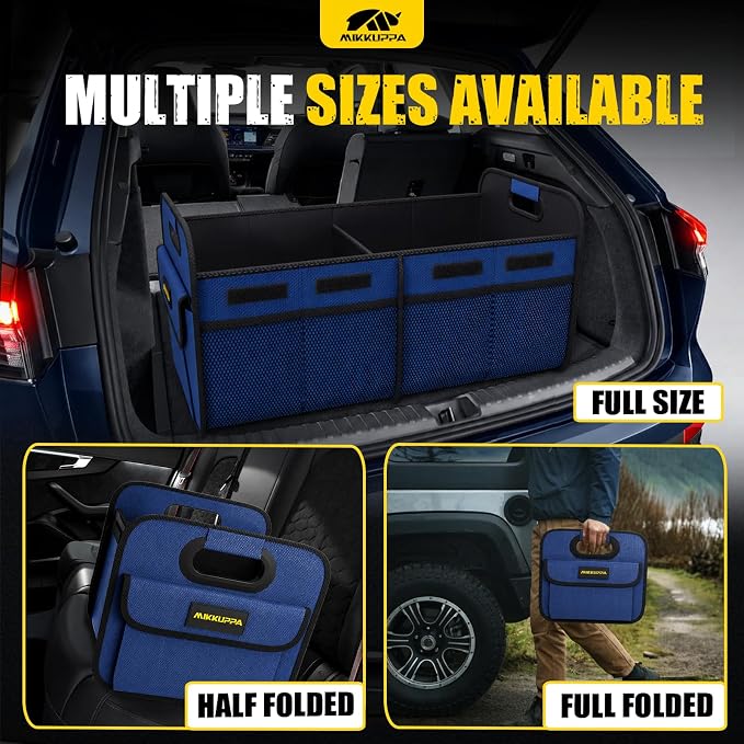 Car Trunk Organizer - 70L Collapsible Trunk Organizer with Reinforced Handles for Groceries, Car Storage Organizers for SUV Auto Truck Van with Non Slip Bottom (Blue)