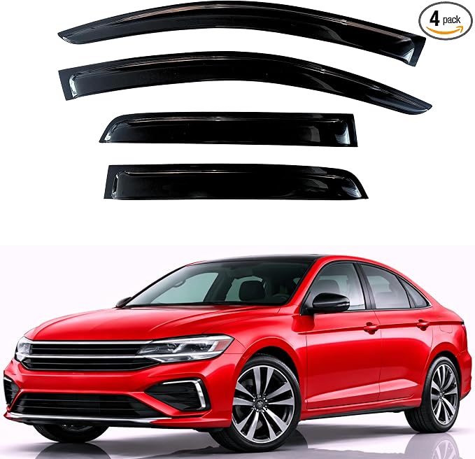 KPY Rain Guards Fit for 2019-2026 Volkswagen Jetta, Out-Channel Window Visors Vent Wind Deflectors 4PC, Car Accessories for 19-26 VW Jetta