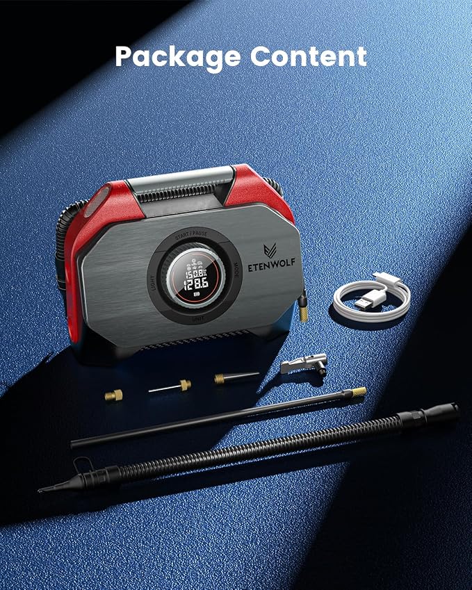 Vortex S6SE Cordless Tire Inflator Portable Air Compressor, 160 PSI Air Pump for Car Tires with 15600 mAh Battery, 100% Duty Cycle & Dual Cylinder, Air Pump for Heavy-Duty Vehicle, Red