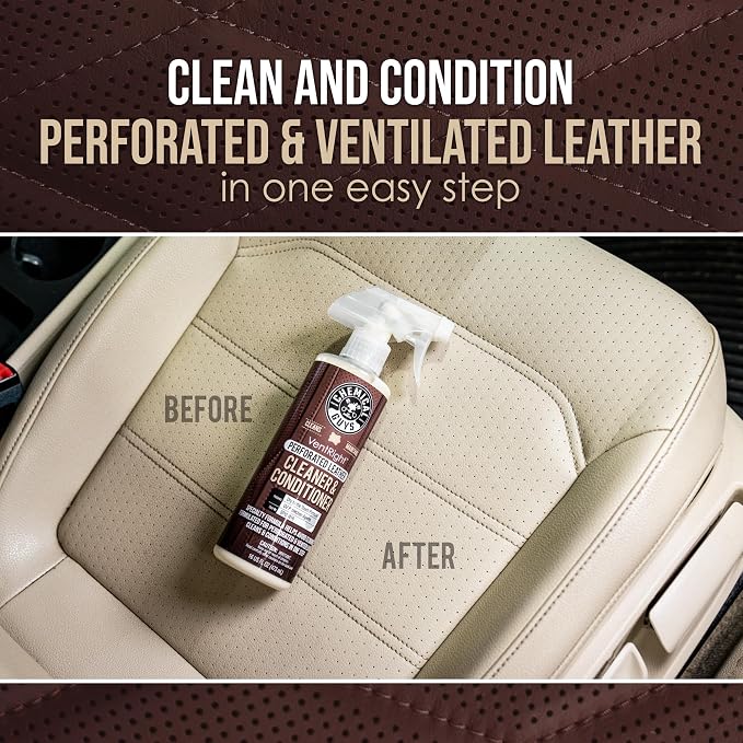 VentRight Perforated Leather Cleaner and Conditioner Deep Cleaning Leather Cleaner for Ventilated Seats with Added Protection Removes Dirt, Oils, Residue and Grime 16 oz