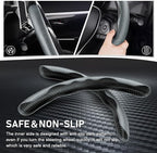Steering Wheel Cover, Carbon Fiber Steering Wheel Cover for Men/Women, Anti-Slip, Comfortable Grip, Durable, Universal for 99% Car Interior Accessories (Dark Gray)