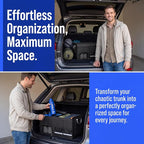 Trunk Organizer with Dedicated Shoe Compartment, Foldable Car Storage Organizer for SUV Sedan, Sturdy Automotive Organizer for Car Accessories Tools Sundries Black (X-Large)