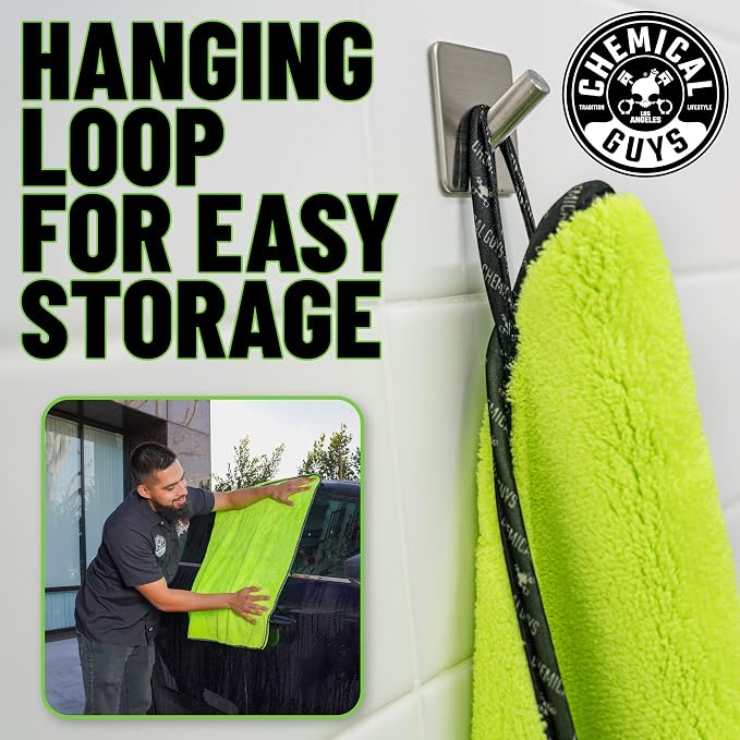 MIC530 Speed Woolly Mammoth Ultimate Super Plush Car Drying Towel, for Cars, Trucks, SUVs, Pets, Messes & More, Neon Green (25" X 30")