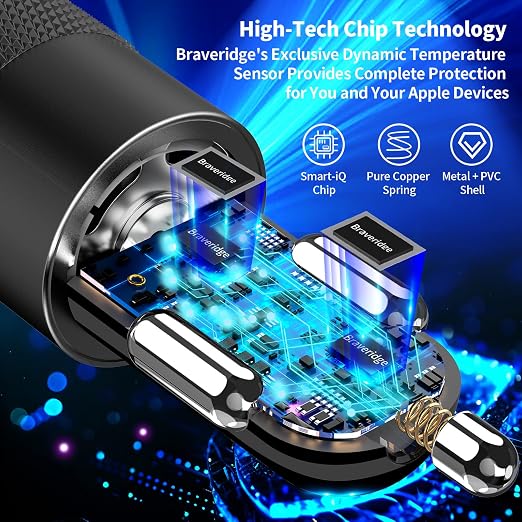 [Apple MFi Certified] iPhone 17 Car Charger Fast Charging, 4.8A USB Power Cigarette Lighter USB-C Car Charge + 6FT Type-C Coiled Cord for iPhone 17/17 Pro Max/16 Pro/15/Galaxy S26/S25/Pixel