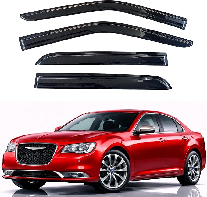 KPY Rain Guards Fit for 2011-2023 Chrysler 300, Out-Channel Window Visors Vent Wind Deflectors 4PC, Car Accessories for 11-23 Chrysler 300 (Excludes Touring Model)