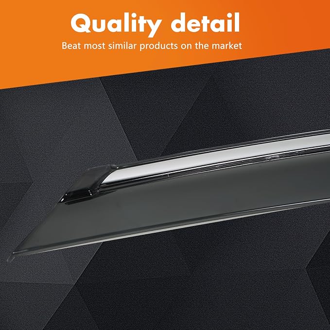 4Pcs Window Visor Rain Guard Deflector for Hyundai Sonata 2015-2019 Chrome Trim Black