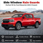 Maverick Rain Guards - Window Visors for Ford Maverick 2022-2025 2026, Outside-Mount Tape-On Side Window Wind Deflectors for Maverick Accessories Vent Visors Shades Rainproof 4PCS