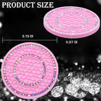 4PCS Bling Crystal Rhinestone Cup Holder Coaster, 2.75 inch Soft Silicone Anti-Slip Shockproof, Car Cup Holder Insert Coasters, Universal Car Interior Accessories for Women (Pink & Colorful)