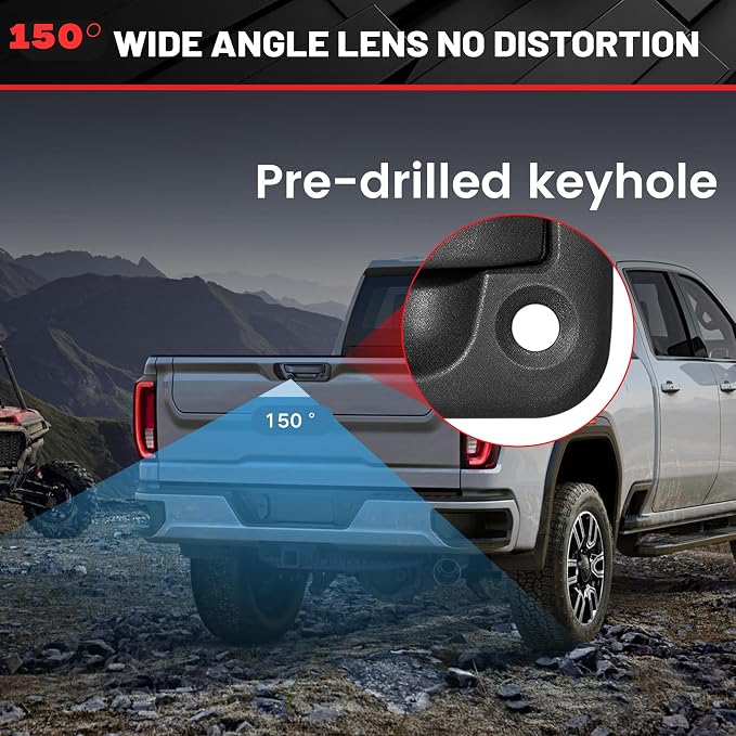 Tailgate Handle W/Reverse Backup Camera Replacement for 2004-2014 Ford F150, 2008-2016 F-250/F-350/F450/F550 Pickup Rear View Parking Camera RCA Connector Wide Angle Optional Guideline