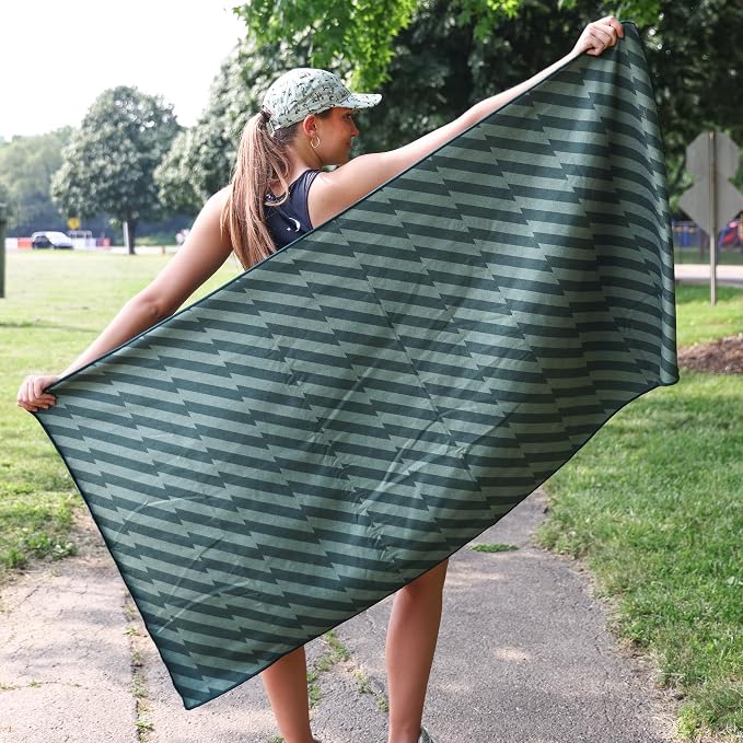 Athletic Running Towel, Full-Sized, Car Seat Cover - Performance Microfiber (Velocity Blitz Green)