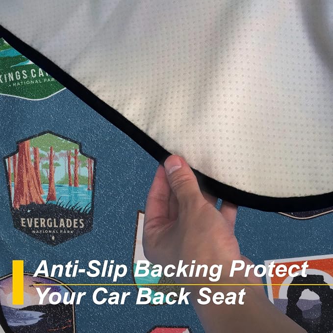 Back Seat Cover for Car Trucks Van SUV Jeep,Waterproof Rear Bench Towel Seat Covers for Dogs and Kids,Automotive Backseat Protector (National Parks)