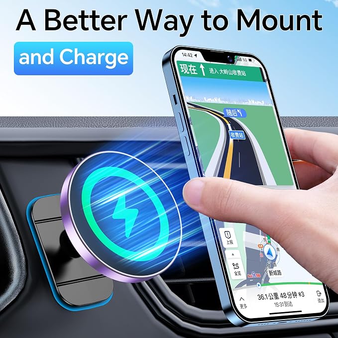 for Magsafe Car Mount Charger【100% Stable】 15W Magsafe Car Charger Magnetic Phone Holders for Your Car Accessories for Women Men car Phone Holder Wireless Car Charger for iPhone (Purple)