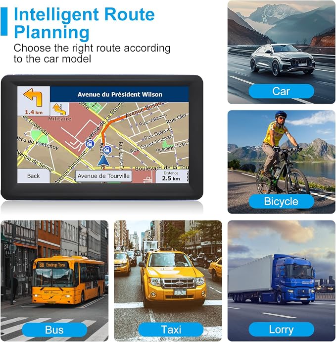 7" GPS Navigator for Car Truck RV, Car GPS Navigation System with 2026 Maps, Lifetime Free Updates, Voice Guidance, Speed & Red-Light Camera Alerts, Custom Truck Routing (Blue)