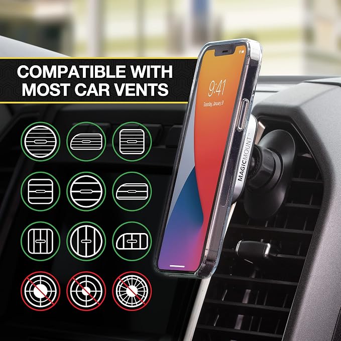 MP2ODVM-XTSP MagicMount Pro2 Dash/Vent/Window 4-in-1 Magnetic Cell Phone Holder Car Mount Kit Compatible with MagSafe, iPhones, Galaxy, Pixel & All Smartphones