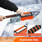 Ice Scraper and Snow Brush for Car Windshield, 24.8 inches Aluminum Frost Remover with Ergonomic Foam Grip for SUV Truck Glass Window (Orange)