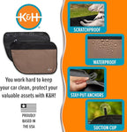K&H Pet Products Car Door Protector for Dogs, 2 Pack Waterproof Interior Pet Car Door Protector from Dog Scratching, Stay Put Cover Design, Fits Most Vehicles, Washable - 27 x 19in Tan