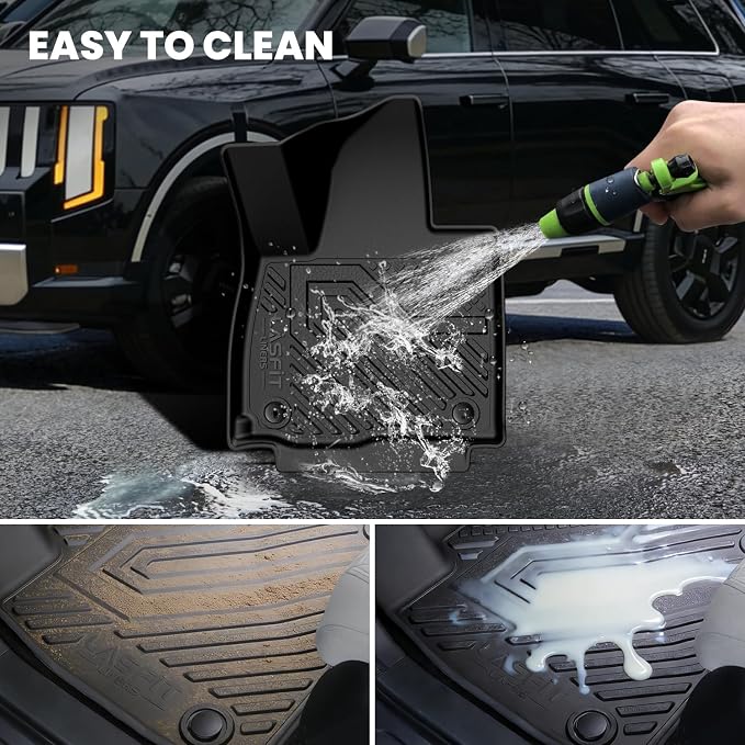 Floor Mats for Kia Telluride 2027 (Only Fit Gas, Not Fit Hybrid), All Weather TPE Custom Fit Floor Liners 1st & 2nd & 3rd Row Car Mats Accessories, Black