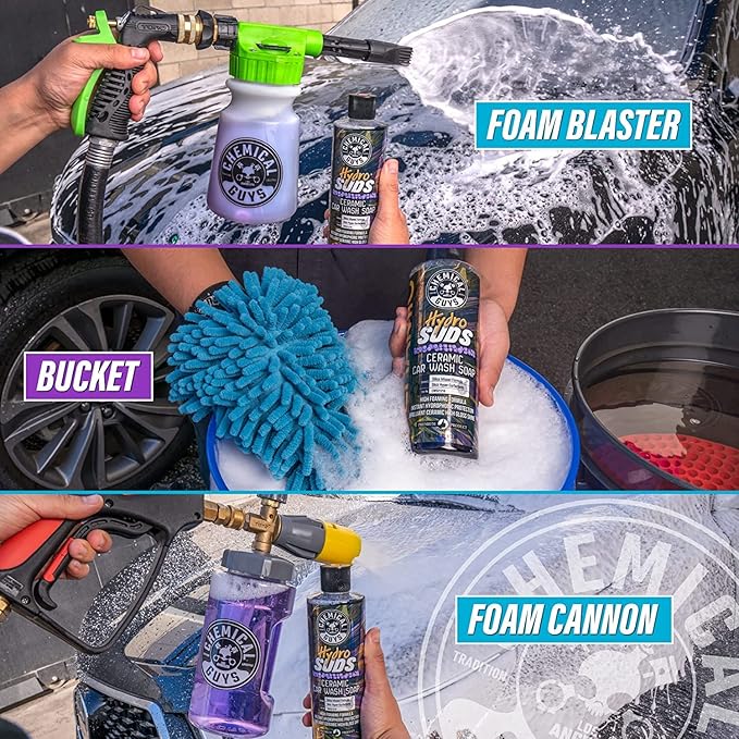 HydroSuds Ceramic Shine High Foaming Car Wash Soap (Works with Foam Cannons, Foam Guns or Bucket Washes) For Cars, Trucks, Motorcycles, RVs & More, 32 fl oz, Berry Scent - CWS21232