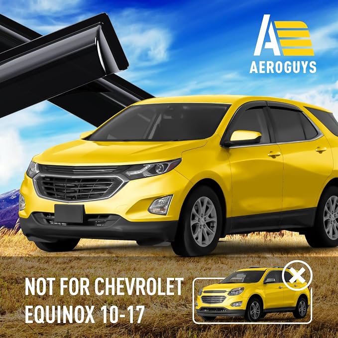 Extra Durable Window Deflectors Tape-On Window Visors Rain Guards Fit for Chevrolet (Chevy) Equinox 2018-2024, Sun Visors, Wind Vent for Shades, Exterior Car Accessories - 4pcs. AG0865