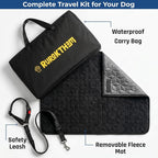 Dog Car Seat for Large Medium Dogs | Waterproof Dog Seat Cover for Back Seat with Hard Bottom | Alloy Twist-Lock Rods | 3 Mesh Windows | Removable Fleece Mat | Cars, SUVs, Trucks (Grey)