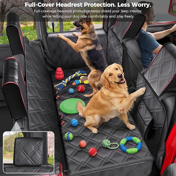 for Jeep Hard Bottom Back Seat Extender for Dogs: for Jeep Wrangler JK JL 2011-2026 & Gladiator JT 2020-2026 4-Door Waterproof 420 lbs Dog Car Seat Cover Dog Hammock W/Door & Seat Protection