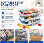 Clear Hard Plastic Zipper Case,Transparent Double Zippers Hard Pouch with 3pcs,Portable Travel Organizer Bin for Toy Storage