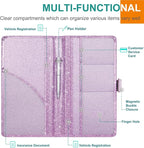 Car Registration and Insurance Holder, Vehicle Car Glove Box Organizer, Cool Car Accessories for ID, Driver License Cards & Essential Document, Men&Women, Purple Glitter