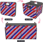 Car Trunk Organizer for SUV, 18.5Gal Large Capacity No-Sag Heavy Duty, Foldable Waterproof Anti-Slip Storage with 12 Pockets, Fit Sedan, Truck, Universal Car Accessories, Red Blue Twill, Large