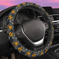 Yellow Wildflower Steering Wheel Cover for Women Men Neoprene Breathable Vintage Floral Wheel Cover Protector Anti-Slip Car Accessories Universal 15 Inch Fit for Cars Trucks Vehicles