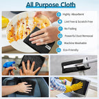 Black Microfiber Cleaning Cloth -Pack of 8, Highly Absorbent Cleaning Rags, 16"X12" All Purpose Cleaning Towels for Housekeeping, Kitchen, Car, Lint Free and Reusable Microfiber Towels