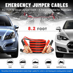 15PC Car Emergency Kit with Jumper Cables, Roadside Assistance Safety Kit for Auto & Truck, Includes Safety Hammers, Tow Strap, Warning Triangle, First Aid, Gifts for Young Men or Women, Blue