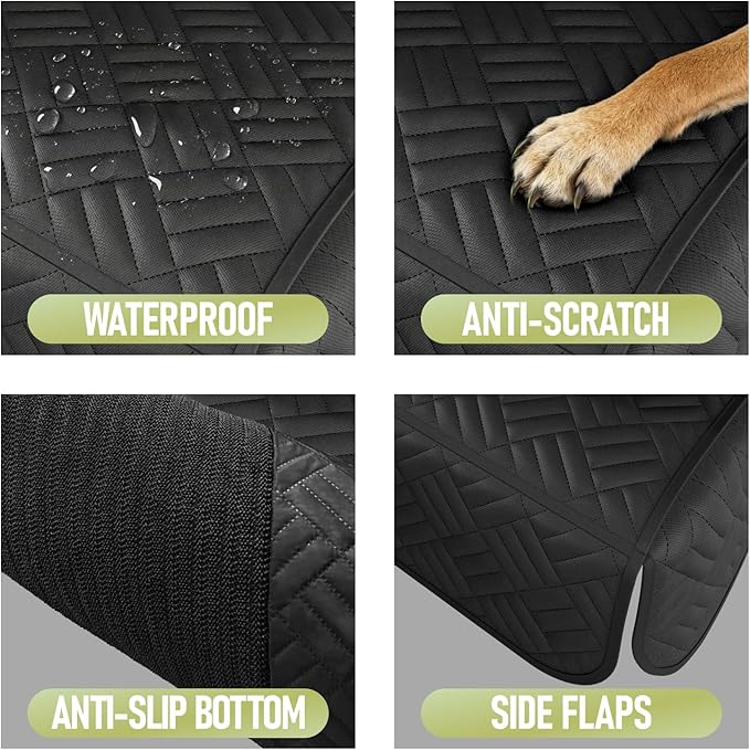 Dog Car Seat Cover for Back Seat, Waterproof 600D Oxford Protector for Travel and Daily Use, Non Slip Scratch Resistant Bench Cover, Easy to Clean, Fits Cars/SUVs/Trucks, 54 Inch