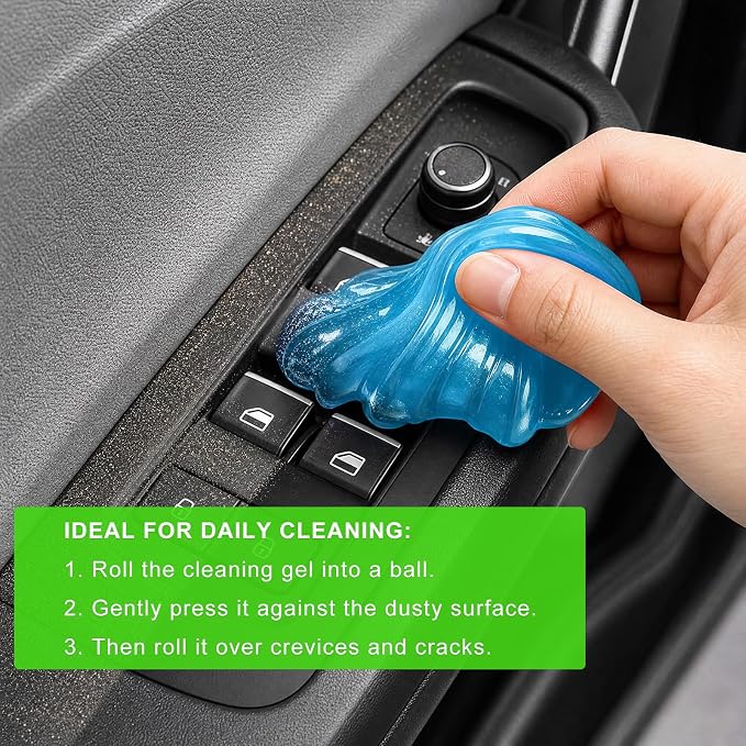 Car Cleaning Gels, Reusable Dashboard Dust Removal Slime Auto Detail Cleaner, Universal Cleaning Putty Air Vent Dusting Mud Fits for Vehicles Keyboards Laptops Keys (Blue)