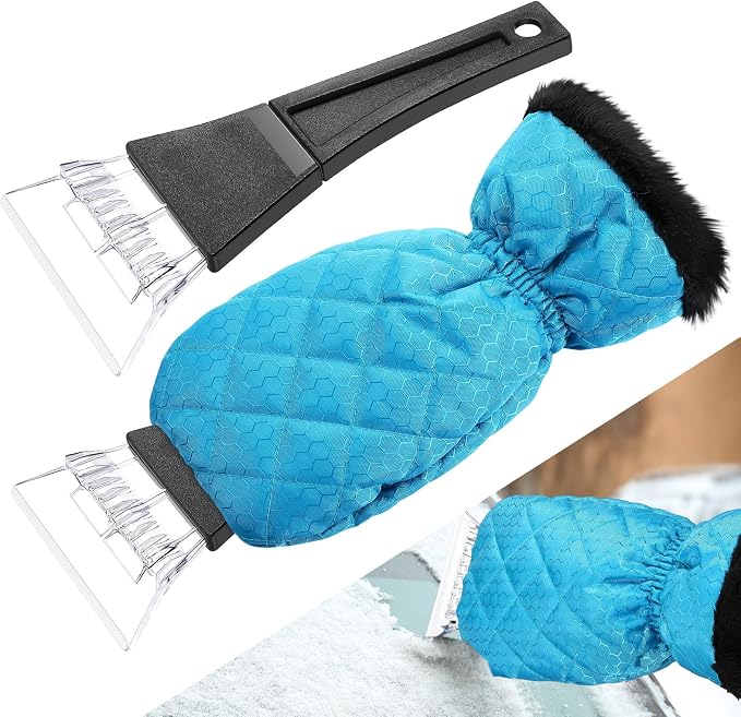 Ice Scraper with Glove Waterproof Ice Scrapers for Car Windshield No Scratch Comfortable Removal Snow Mitt Glove Windproof Warm for SUV Vehicle Truck Snow Quickly Removal