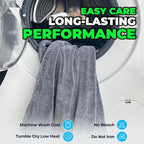 2-Pack Double-Sided Microfiber Car Drying Towel Gray 18 x 23 in | Dual-Sided Design, Includes Figure-8 Car Wash Sponge, Paint Safe, Lint-Free, Machine Washable