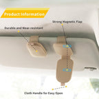 Magnetic Leather Sunglasses Holder for Car, 2 Packs (Beige) | Magnetic Car Visor Accessories