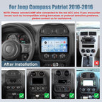 4+128G Radio for Jeep Compass Patriot 2010-2016, 10.1" Touch Screen Radio Kit with Wireless CarPlay/Android Auto, 5GHz WiFi, Bluetooth 5.0, EQ, GPS Navigation, 1280 * 720, Backup Camera
