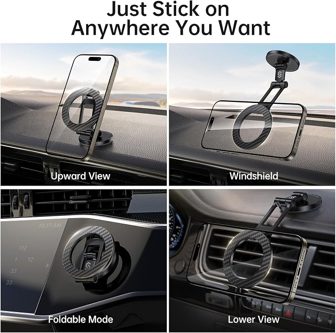 Fits MagSafe Car Mount, Magnetic Phone Holder for Car Dashboard, [Flexible Three-axis] 360° Rotation Magnetic Car Mount Strong Magnets Car Phone Holder for iPhone 17 16 15 14 Pro Max