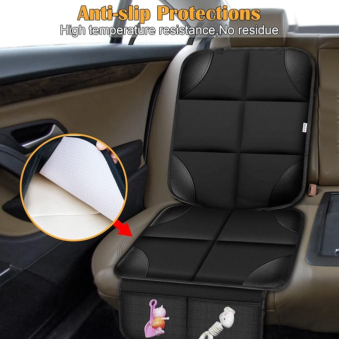 Kick Mats Back Seat Protector, Waterproof Oxford Seat Back Protector, Car Seat Back Protector for Kids, Back of Seat Protector for Kids Feet Car Seat (Black D -2 Set)
