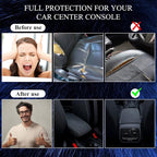 Furry Armrest Cover Auto Center Console Cover Car Soft Console Pad, Real Sheepskin Wool Soft Fluffy Auto Center Armrest Pad for Most Car Decoration Protector(Blue)
