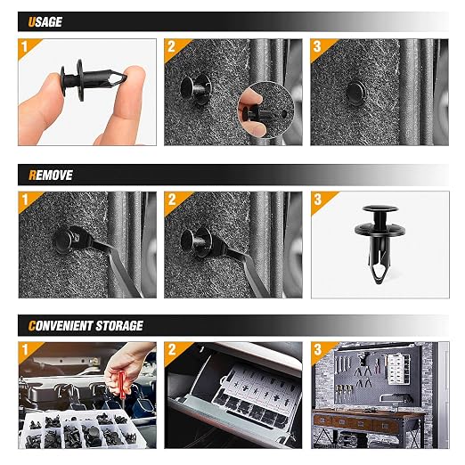 240PCS Bumper Retainer Clips Car Plastic Rivets Fasteners Push Retainer Kit 12 Popular Sizes Auto Push Pin Rivets Set -Door Trim Panel Fender Clips for GM Ford Toyota Honda Chrysler