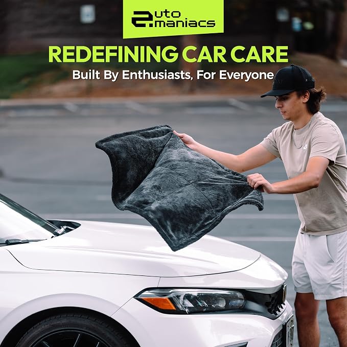 Drying Towel for Car Detailing, 1500 GSM Ultra Super Absorbent, 24"x36" XL Soft Microfiber Towels for Cars, Twisted-Loop & Streak Free Microfiber Towels for Cars, Trucks, SUVs