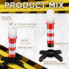 4 Pcs Emergency Roadside Flares Bulk Kit LED Safety Strobe Road Warning Light Bright Red Safety Beacon Strobe Light Roadside Flare Magnetic Base Detachable Stand Vehicle (Batteries Excluded)